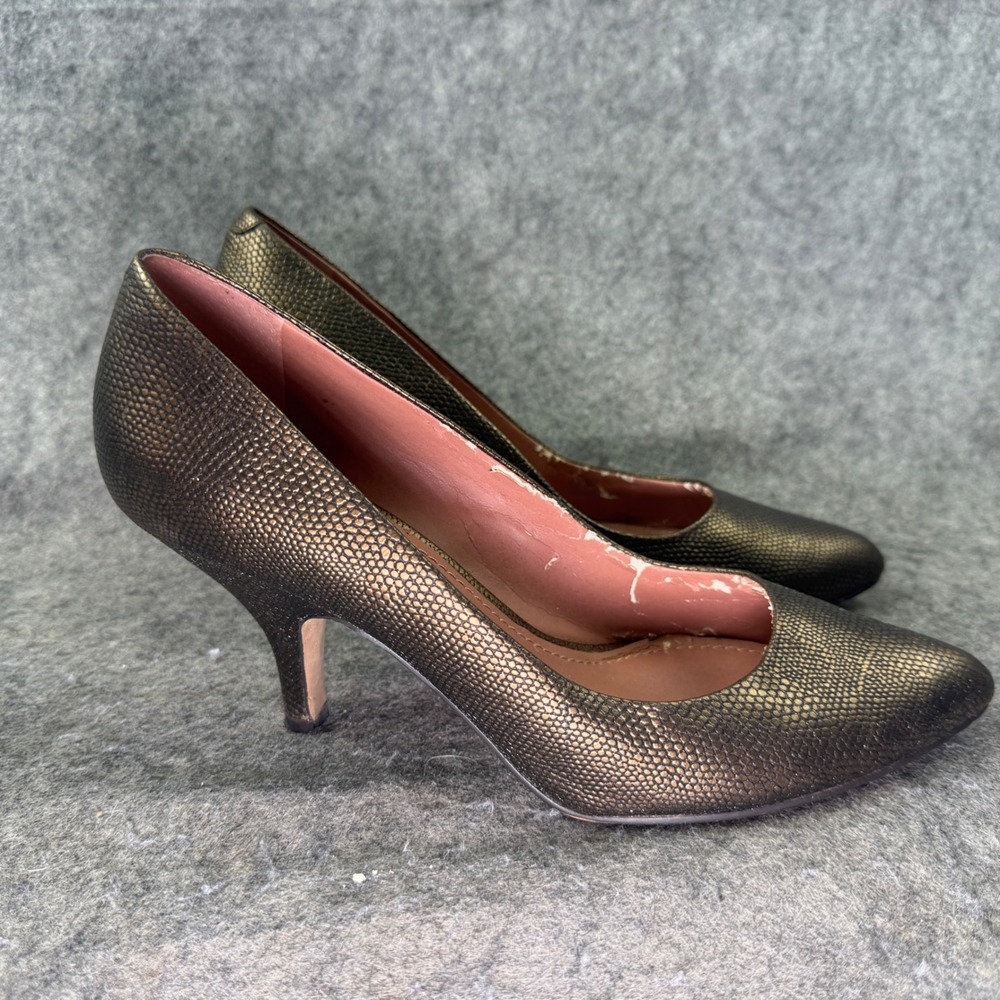 Vince Camuto Womens Metallic Bronze Snakeskin Pointed Toe Pumps Size 8.5